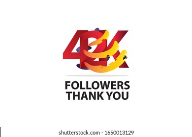 42k, 42.000 Followers Thank you logo  Sign Ribbon Gold space Red and Blue, Yellow number vector illustration for social media, internet - vector