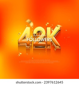 42k followers speech background, with a bright and fresh orange color.