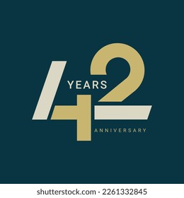 42nd, 42 Years Anniversary Logo, 42 birthday,  Vector Template Design element for birthday, invitation, wedding, jubilee and greeting card illustration.