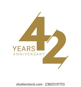 42nd, 42 Years Anniversary Logo, 42 birthday,  Vector Template Design element for birthday, invitation, wedding, jubilee and greeting card illustration.