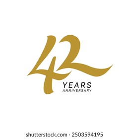 42nd, 42 Years Anniversary Logo, 42 birthday,  Vector Template Design element for birthday, invitation, wedding, jubilee and greeting card illustration.