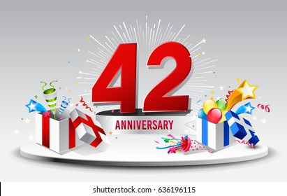 42nd Anniversary celebration background. stock vector template