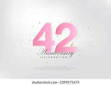42nd anniversary celebration, with beautiful pink numbers and very charming. Premium vector background for greeting and celebration.
