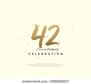 42nd anniversary celebration, with gold glitter numbers. Premium vector background for greeting and celebration.