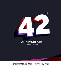 42nd Anniversary Celebration Logo Design, Number 42 Icon Vector Template.
