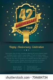 42nd Anniversary celebration template design , 42 year anniversary design of elements, dark green or Turquoise blue background - vector illustration