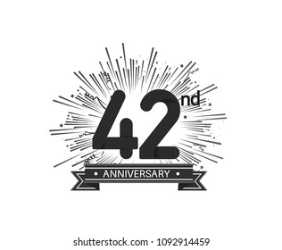42nd anniversary design with firework and ribbon black color for use company celebration 