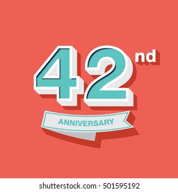 42nd anniversary design in Retro and Vintage style 