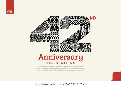 42nd Anniversary with Geometric Ornament, Stylized Number 42 Design