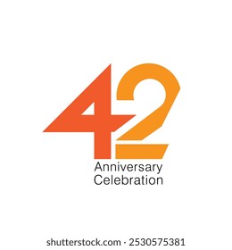 42nd, 42nd Anniversary Logo, 42 birthday Logo,  Vector Template Design element for a birthday, invitation, wedding, jubilee, and greeting card illustration.