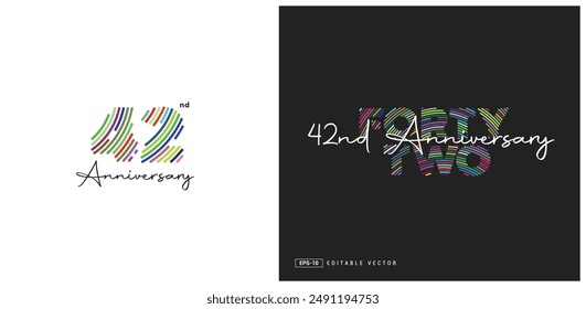 Diseño de logotipo de 42 aniversario, Plantilla de Vector editable.