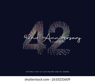 42nd Anniversary Logo Design, Editable Vector Template.