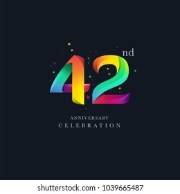 42nd Anniversary Logo Design, Number 42 Icon Vector Template.