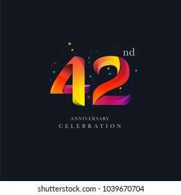 42nd Anniversary Logo Design, Number 42 Icon Vector Template.