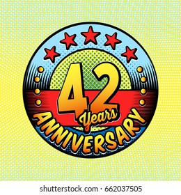 42nd anniversary logo. Vector and illustrations. Comics anniversary logo.