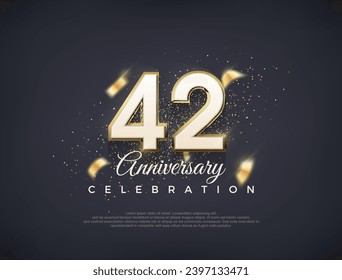42nd anniversary number with fancy numerals. luxury premium vector design. Premium vector for poster, banner, celebration greeting.