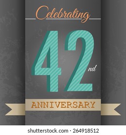 42nd Anniversary poster / template design in retro style - Vector Background