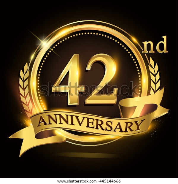 42nd Golden Anniversary Logo Ring Ribbon Stock Vector (Royalty Free