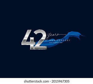 42nd Years Anniversary Celebration Logotype Silver Stock Vector ...