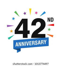 42nd Years Anniversary Logo Design Vector. Modern Illustration