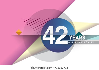 42nd years anniversary logo, vector design birthday celebration with colorful geometric background and circles shape.