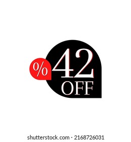 42percent off, black and red balloon design in Vector Illustration 