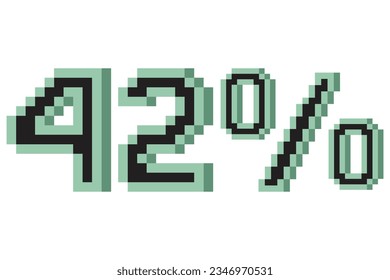 42percent with pixel art 3d. Vector illustration.