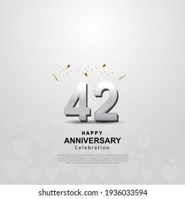 42th anniversary background with 3D number illustration