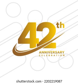 42th anniversary celebration, golden anniversary celebration logo type isolated on white background, vector illustration