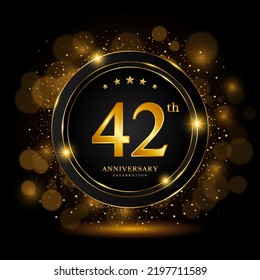 42th Anniversary Celebration. Golden anniversary celebration template design, Vector illustrations.