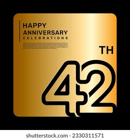 42th anniversary celebration template design with simple and luxury style in golden color