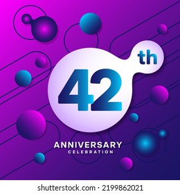 42th Anniversary logo with colorful abstract background, template design for invitation card and poster your birthday celebration. Vector eps 10