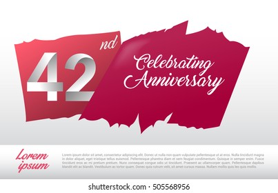 42th anniversary logo with red abstract backgrond. design template