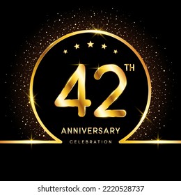 42th Anniversary Logotype. Golden Anniversary template design for celebration event, invitation card, greeting card, flyer, banner, poster, vector illustration