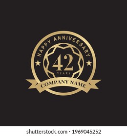 plantilla vectorial de diseño de logotipo para conmemoración de 42 años