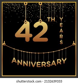 42th years anniversary, vector design for anniversary celebration with gold color on black background, simple and luxury design. logo vector template