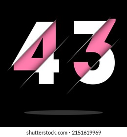 43 4 3 Number Logo Design with a Creative Cut and Black Circle Background. Creative logo design.