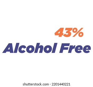 43% Alcohol Free Product Label Sign for product vector art illustration with stylish font and purple yellow color