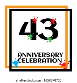 Plantilla vectorial de logotipo de 43 años. Diseño para banner, tarjetas de felicitación o impresión