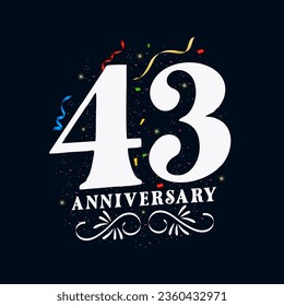 43 Anniversary luxurious Golden color 43 Years Anniversary Celebration Logo Design Template