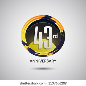 43 anniversary yellow circle abctract color logotype style for celebration event