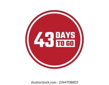 43 days to go red vector banner illustration isolated on white background
