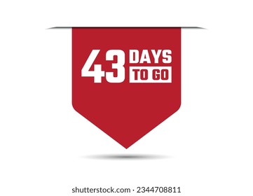 43 days to go red vector banner illustration isolated on white background