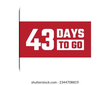 43 days to go red vector banner illustration isolated on white background