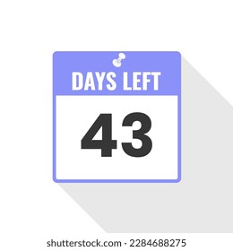 43 Days Left Countdown sales icon. 43 days left to go Promotional banner