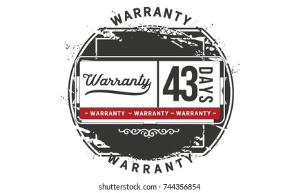 43 days warranty icon vintage rubber stamp guarantee