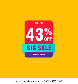 43 discount, Sales Vector badges for Labels, , Stickers, Banners, Tags, Web Stickers, New offer. Discount origami sign banner