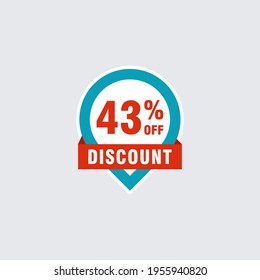 43 discount, Sales Vector badges for Labels, , Stickers, Banners, Tags, Web Stickers, New offer. Discount origami sign banner