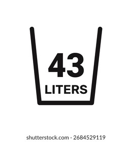 43 liters icon vector liquid measure vector white background