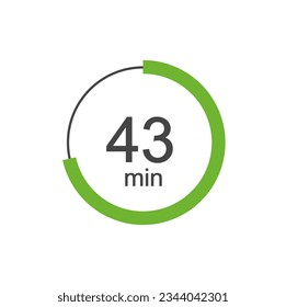 43 min Digital Countdown Timer Vector Icon. 43 min Stopwatch Analog or Digital Timer Illustration.